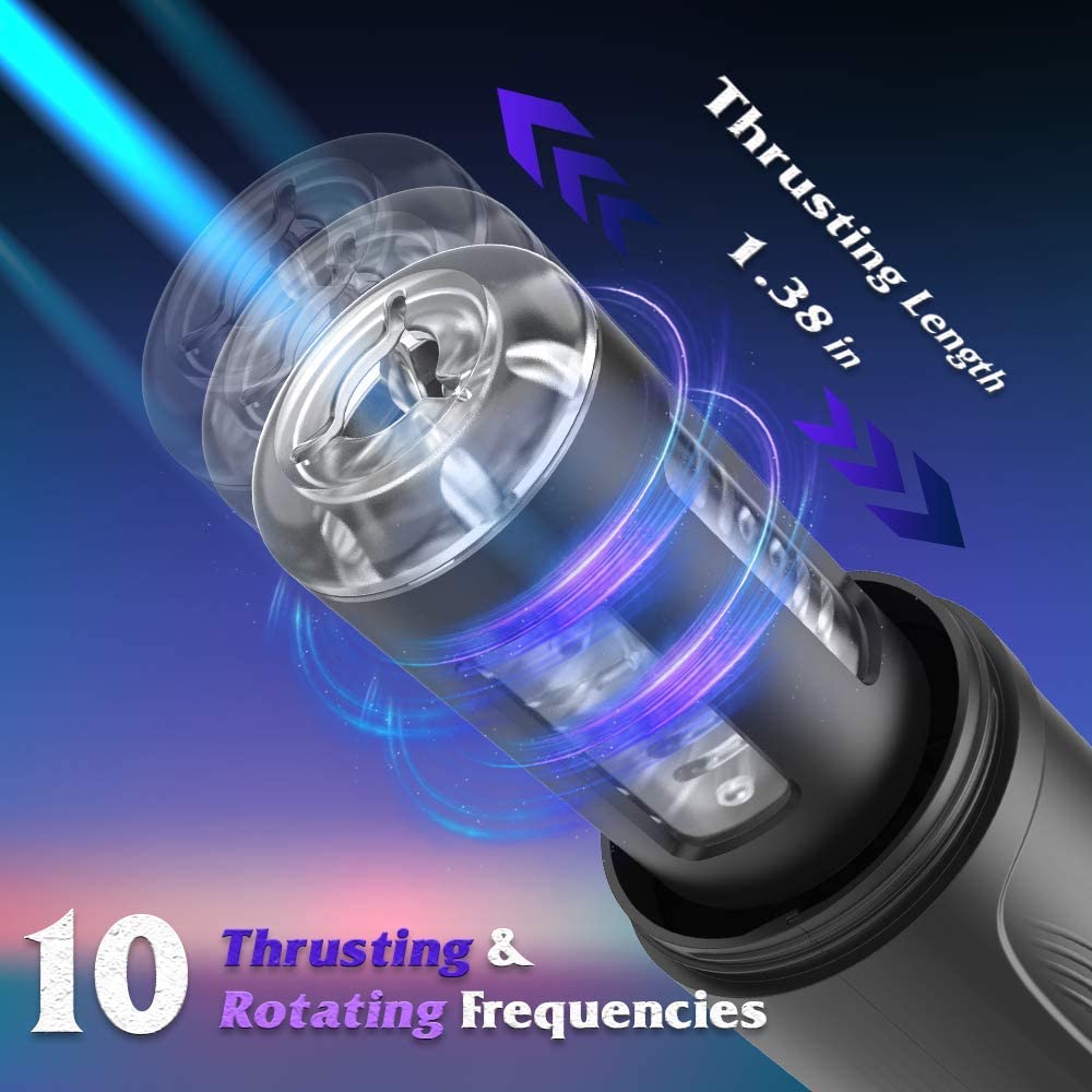 Masturbator RASENGAN 10 z recipročnim gibanjem in 3D teksturirano notranjostjo vagine