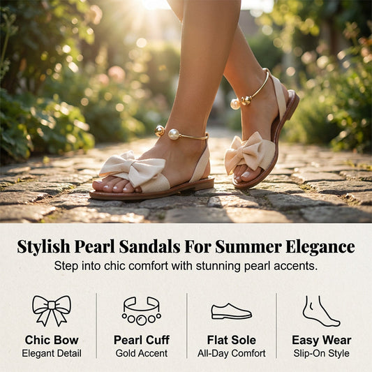 🌺50% POPUST💐Elegantni sandali z bisernim paščkom za gleženj