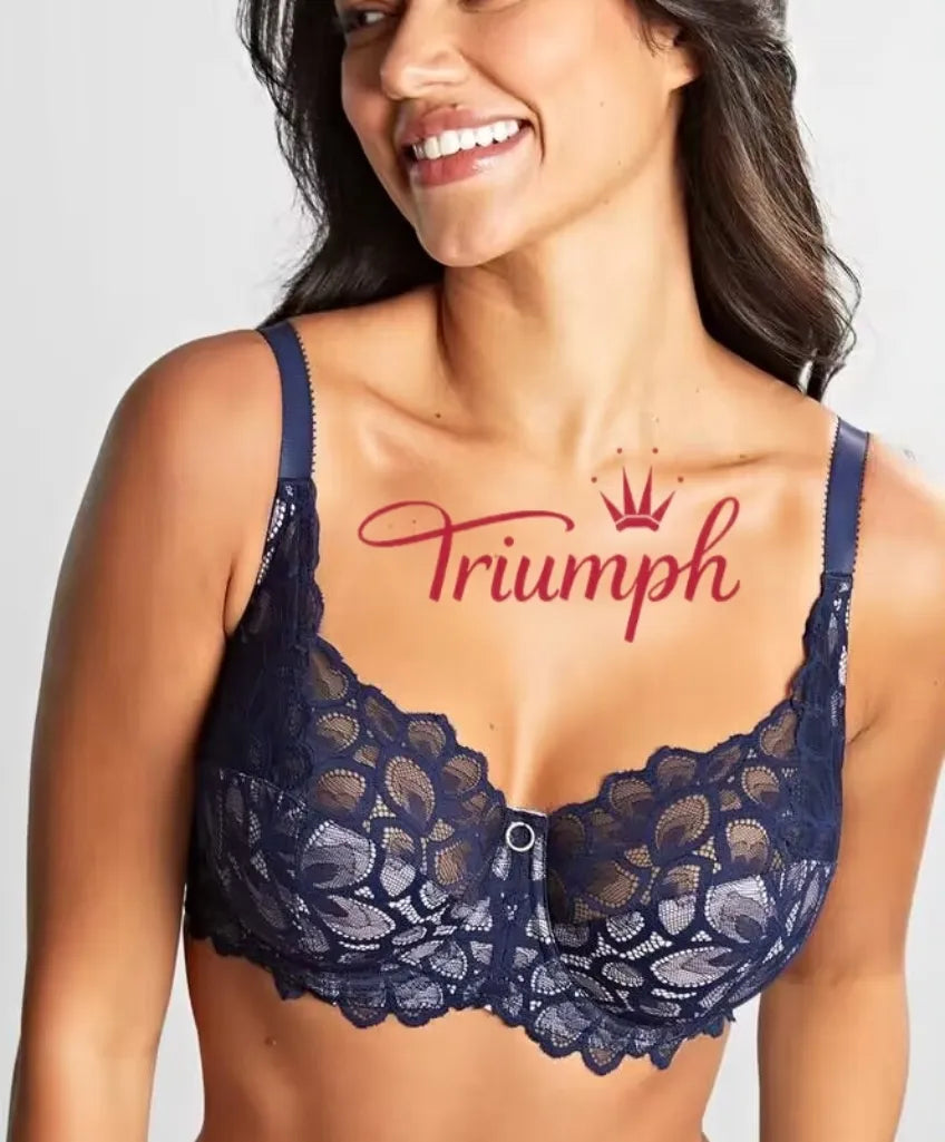 Triumph - (4 kosi) Modrček s polno košarico in vezeno čipko